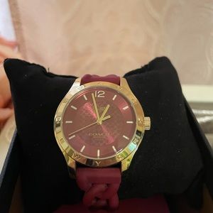 Coach Burgundy rubber strap women watch